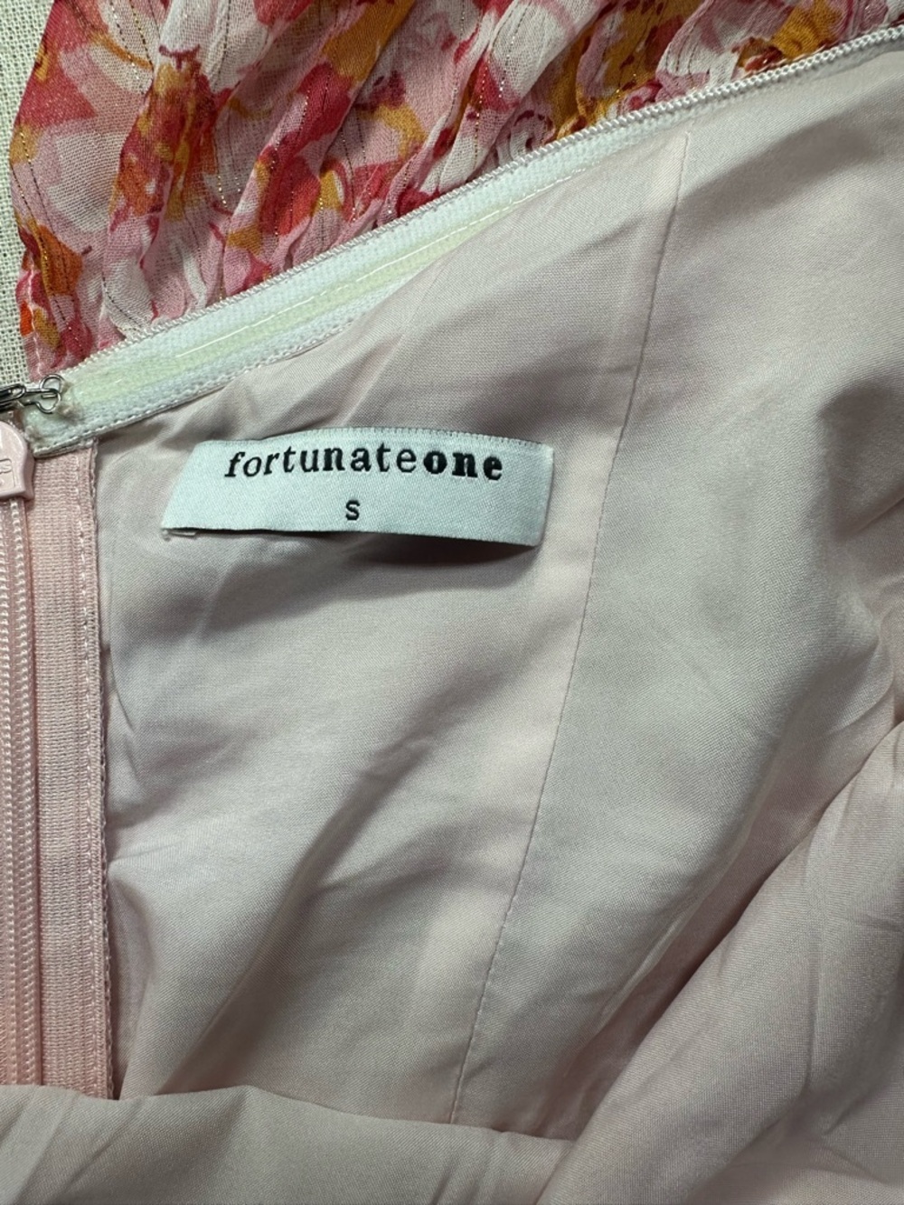 Fortunateone Floral Off-Shoulder Ruffle Mini Dress pink and orange Size Small - Picture 6 of 8